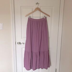 NWT Abercrombie & Fitch Linen-Blend Tiered Midi Skirt
